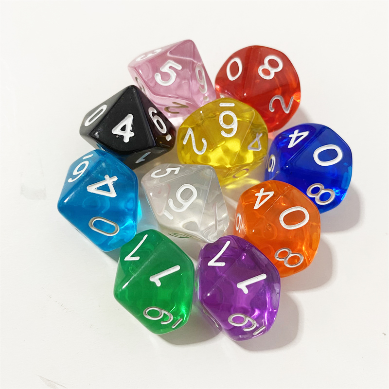 50개/세트 다채로운 투명 D10 (0-9) 주사위 D - Board Game Digital 리뷰 및 가격