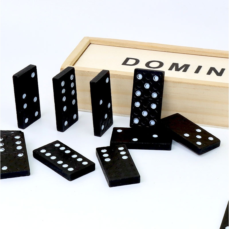블랙 도미노 28 조각 나무 보드 게임 파티 퍼즐 작은 - Board Game Monopoli 리뷰 및 가격