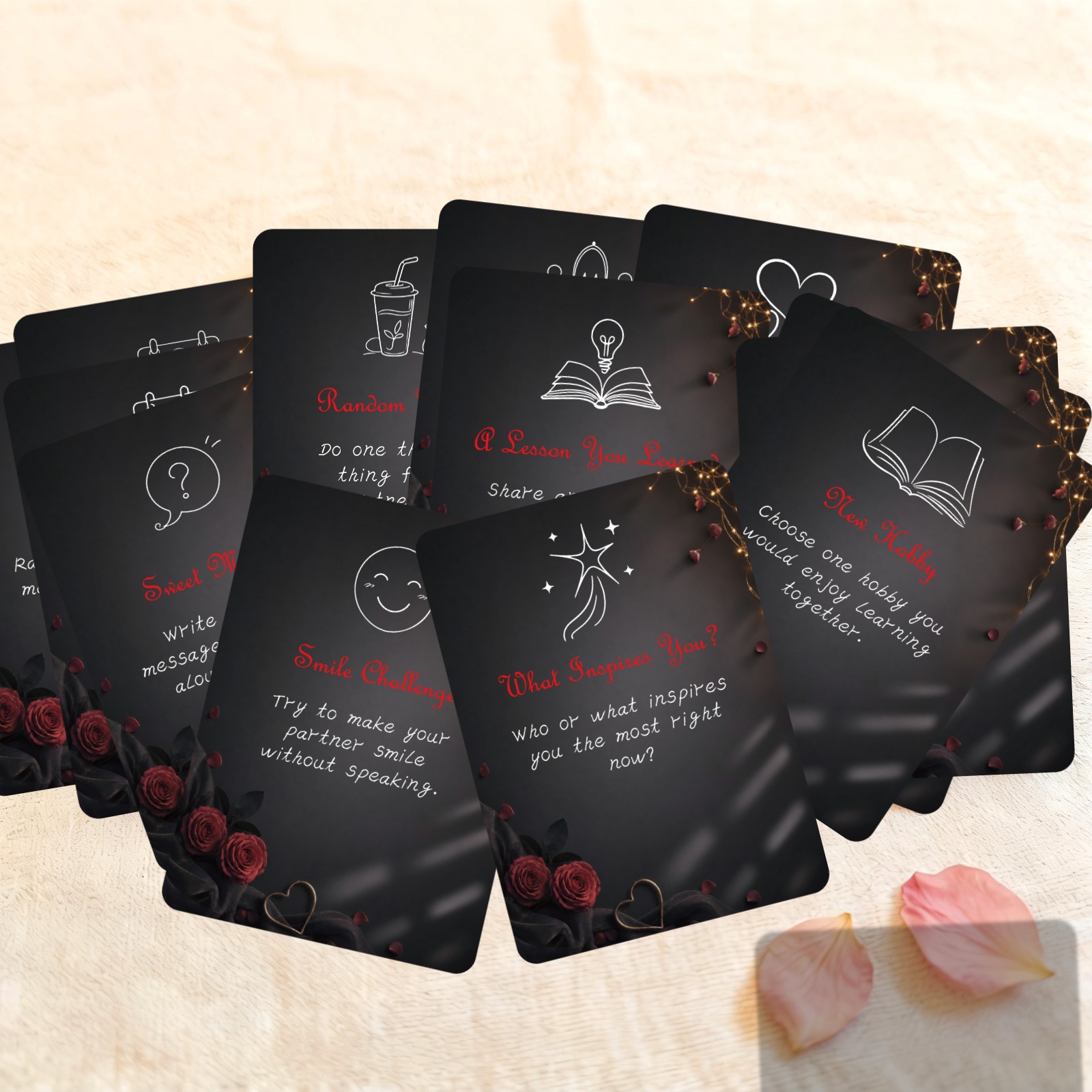 50개입 로맨틱 커플 챌린지 카드 블랙 로즈 디자인 인 - Board Game For Couple 리뷰 및 가격