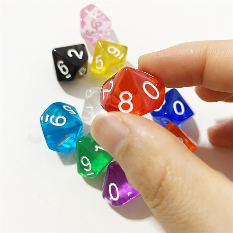 50개/세트 다채로운 투명 D10 (0-9) 주사위 D - Board Game Digital 리뷰 및 가격