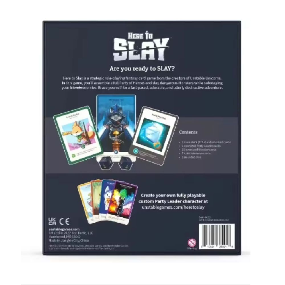 최신 티터틀, 언스테이블 유니콘의 제작자들이 만든 베이 - Board Game Here To Slay 리뷰 및 가격